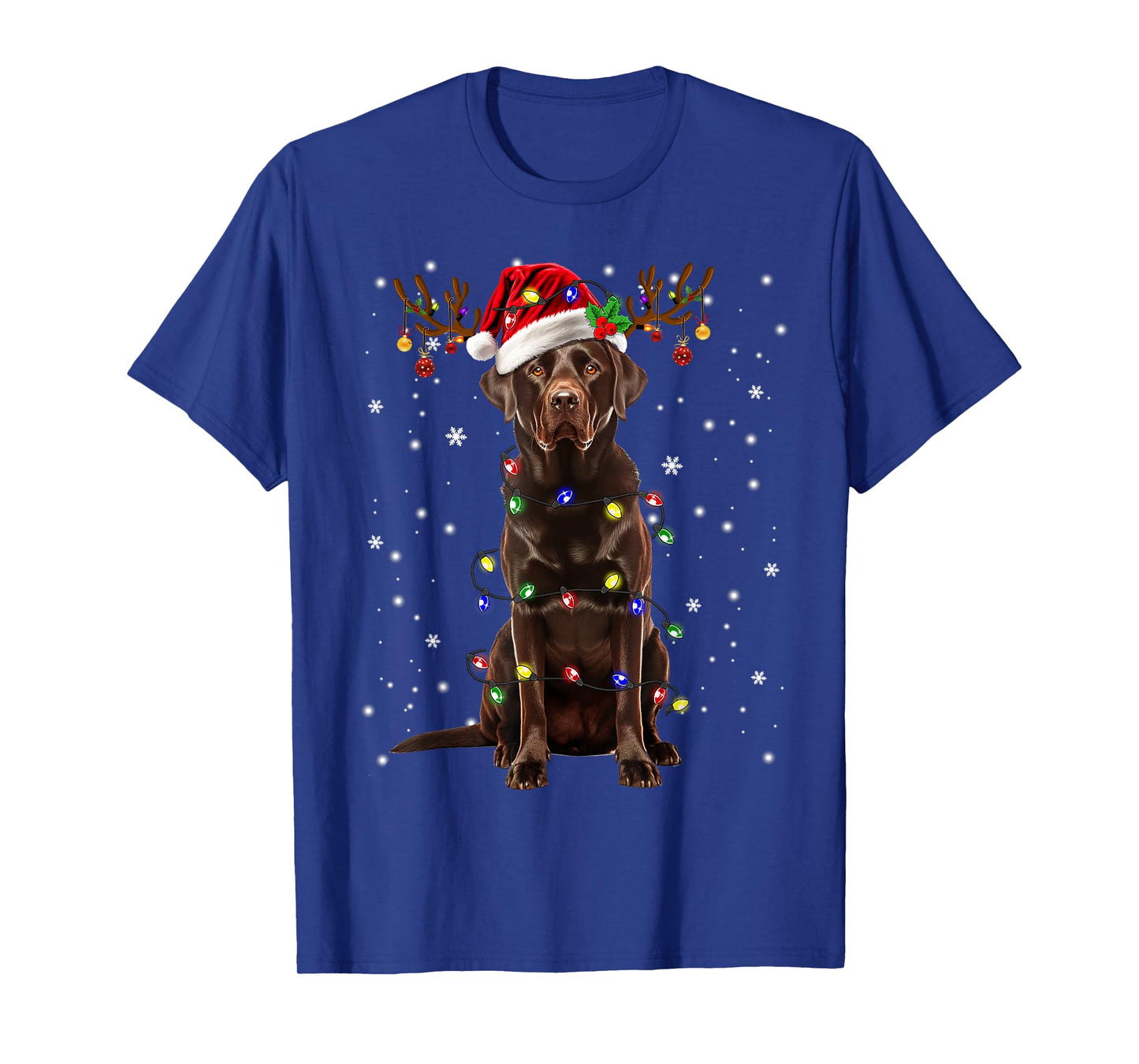 Chocolate Lab Labrador Christmas Tree Light Pajama Dog Xmas T-Shirt