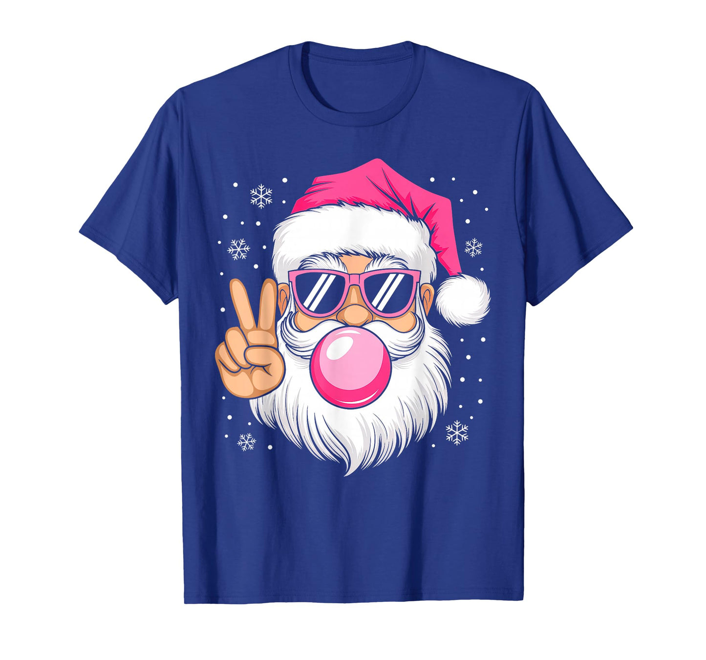 Cute Retro Santa Christmas Blowing Bubble Gum Xmas Pajamas T-Shirt