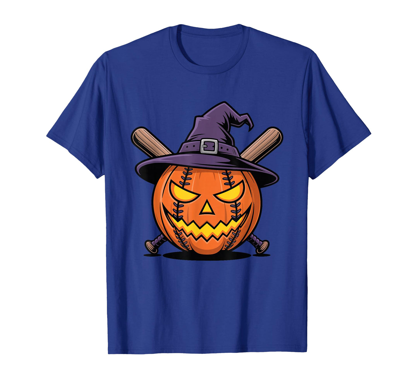 Witch Pumpkin Baseball Halloween Scary Funny T-Shirt