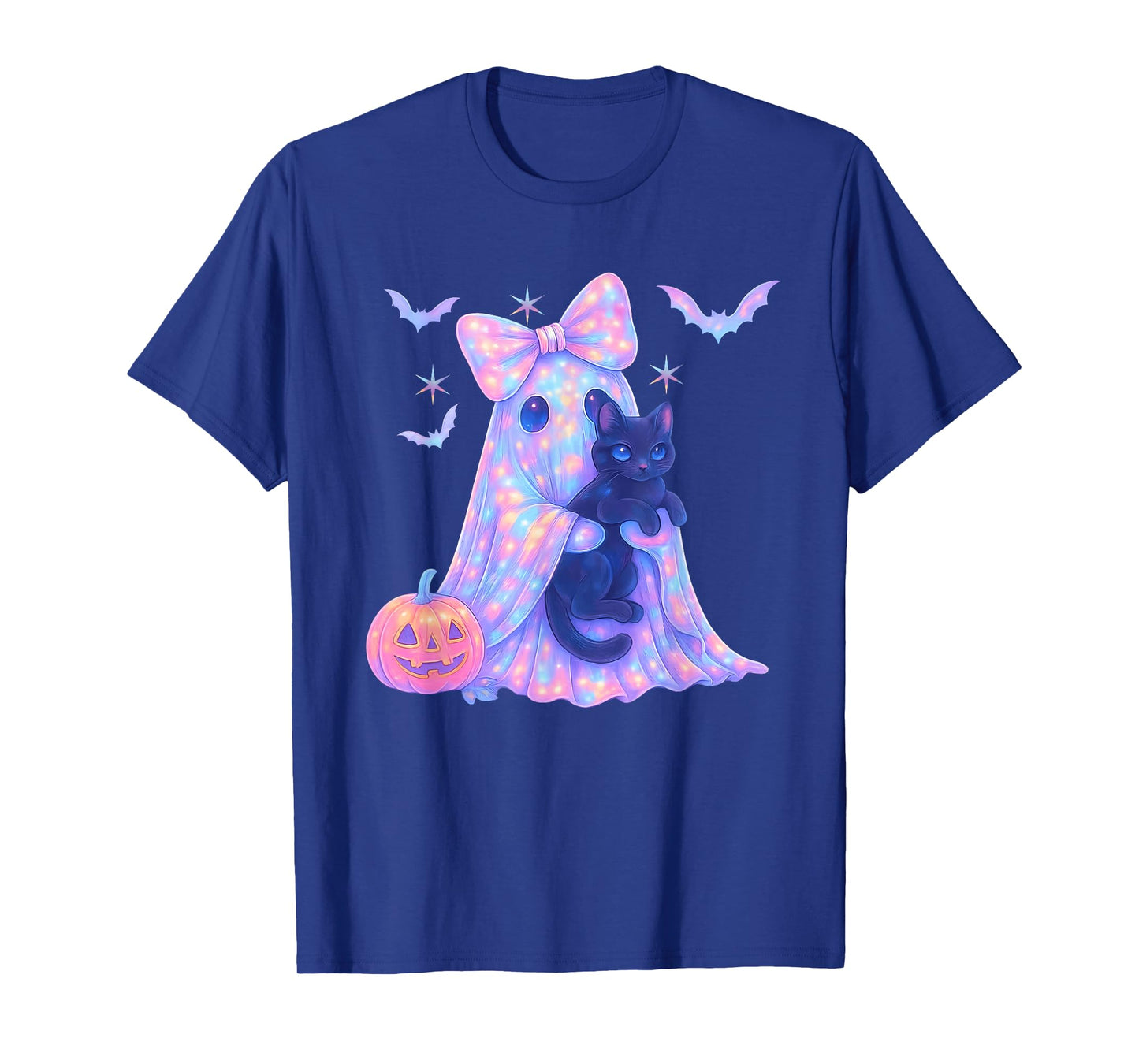 Pastel Galaxy Ghost Halloween Girl Kids Ghost Coquette Bow T-Shirt