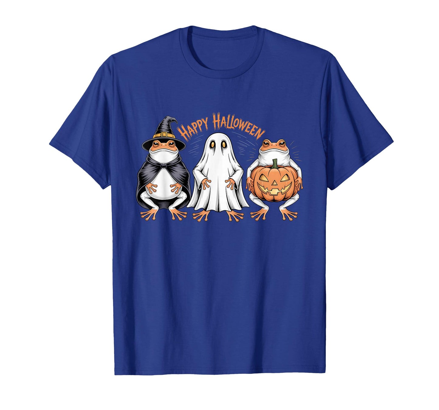 Happy Halloween Funny Frog Witch Ghost Pumpkin Cute Spooky T-Shirt