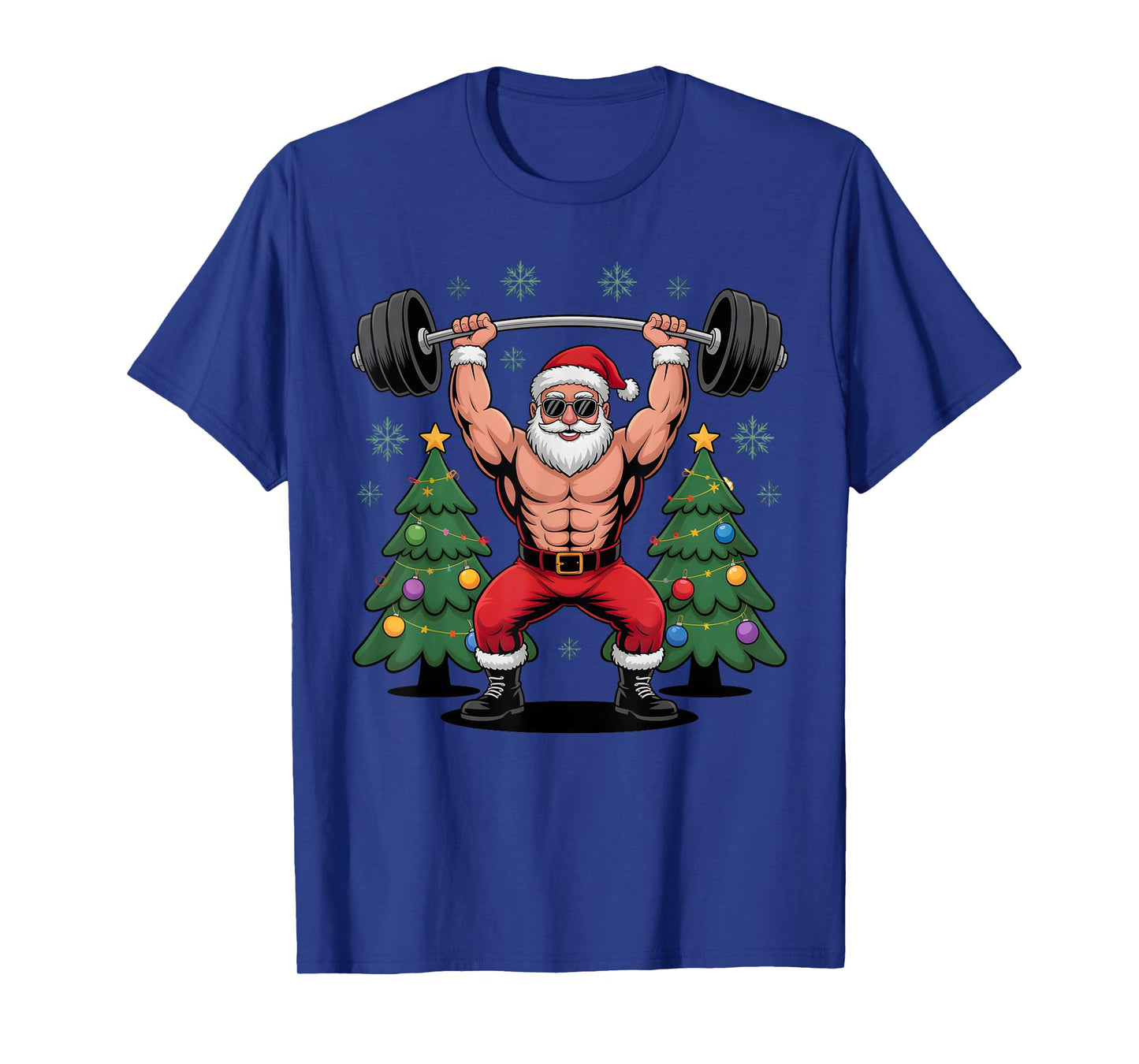 Muscular Santa Weightlifting Funny Christmas Holiday Outfit T-Shirt
