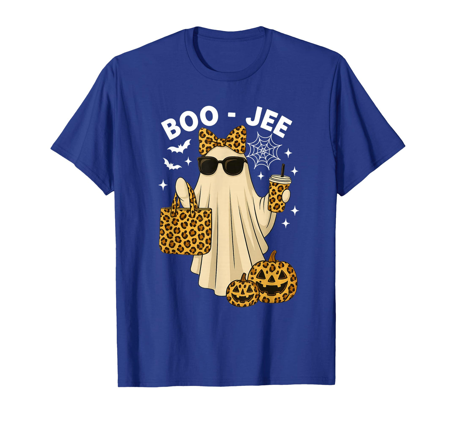 Coquette Leopard Ghost Coffee Boo-JEE Halloween Boujee Ghost T-Shirt