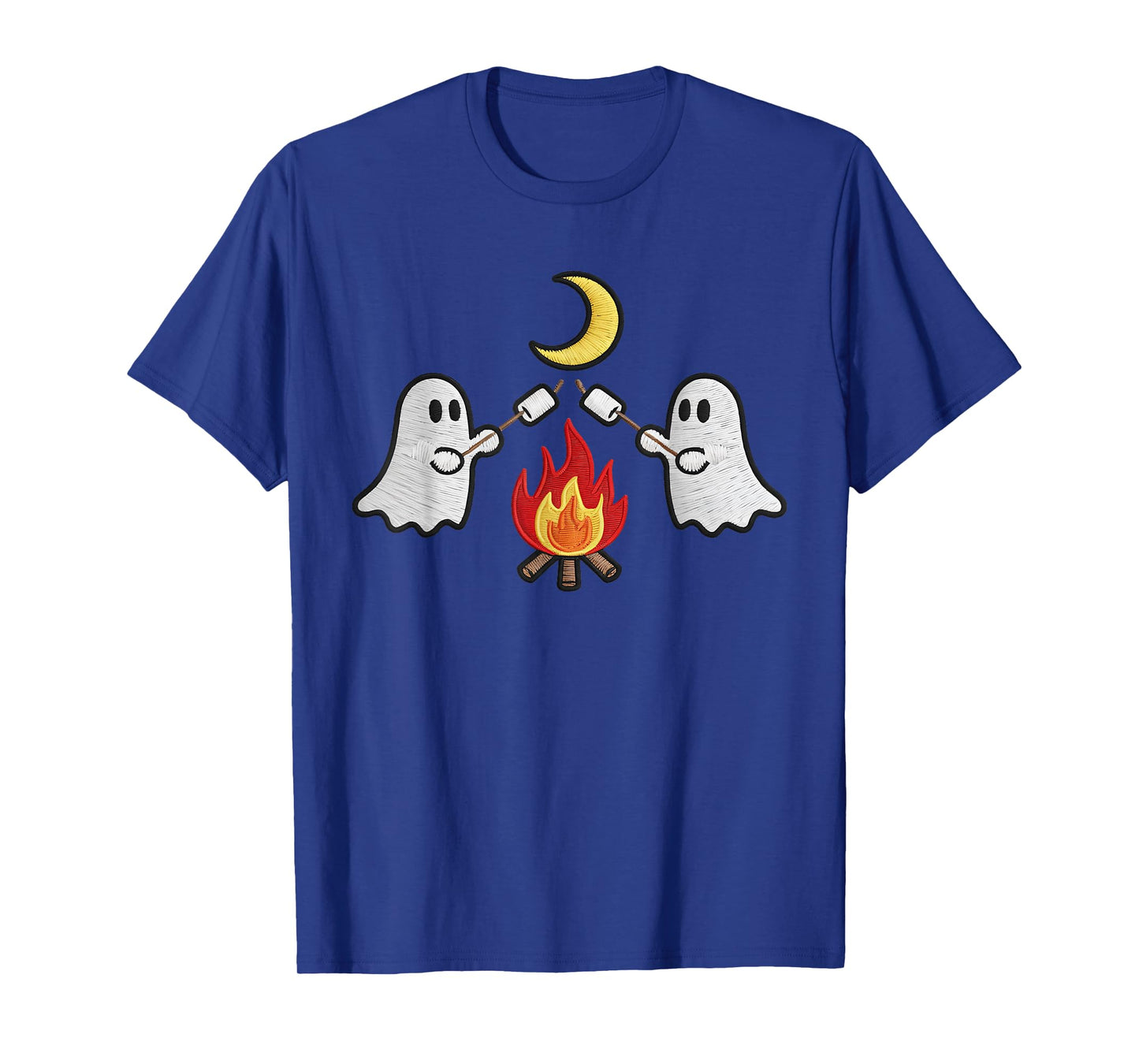 Cute Ghosts Camping Campfire Embroidered Halloween Kids Boys T-Shirt