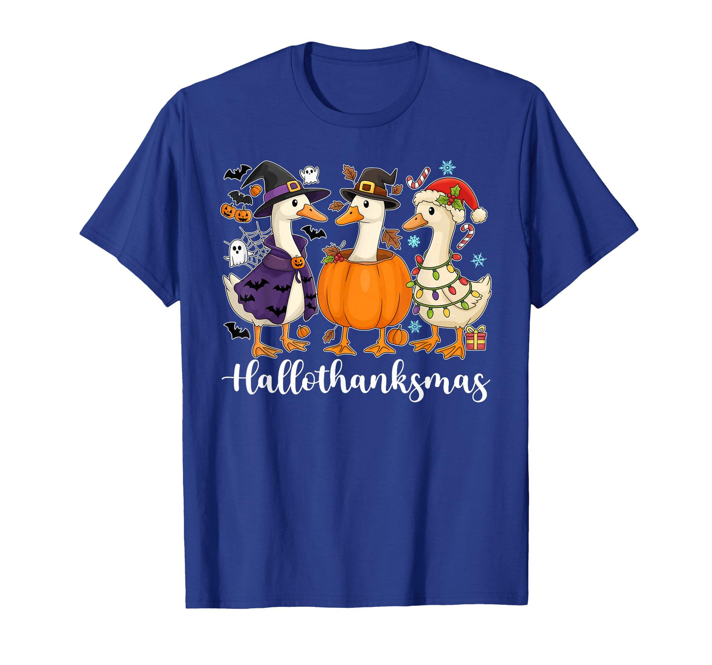 Gooses Halloween Thanksgiving Christmas Happy HalloThanksMas T-Shirt