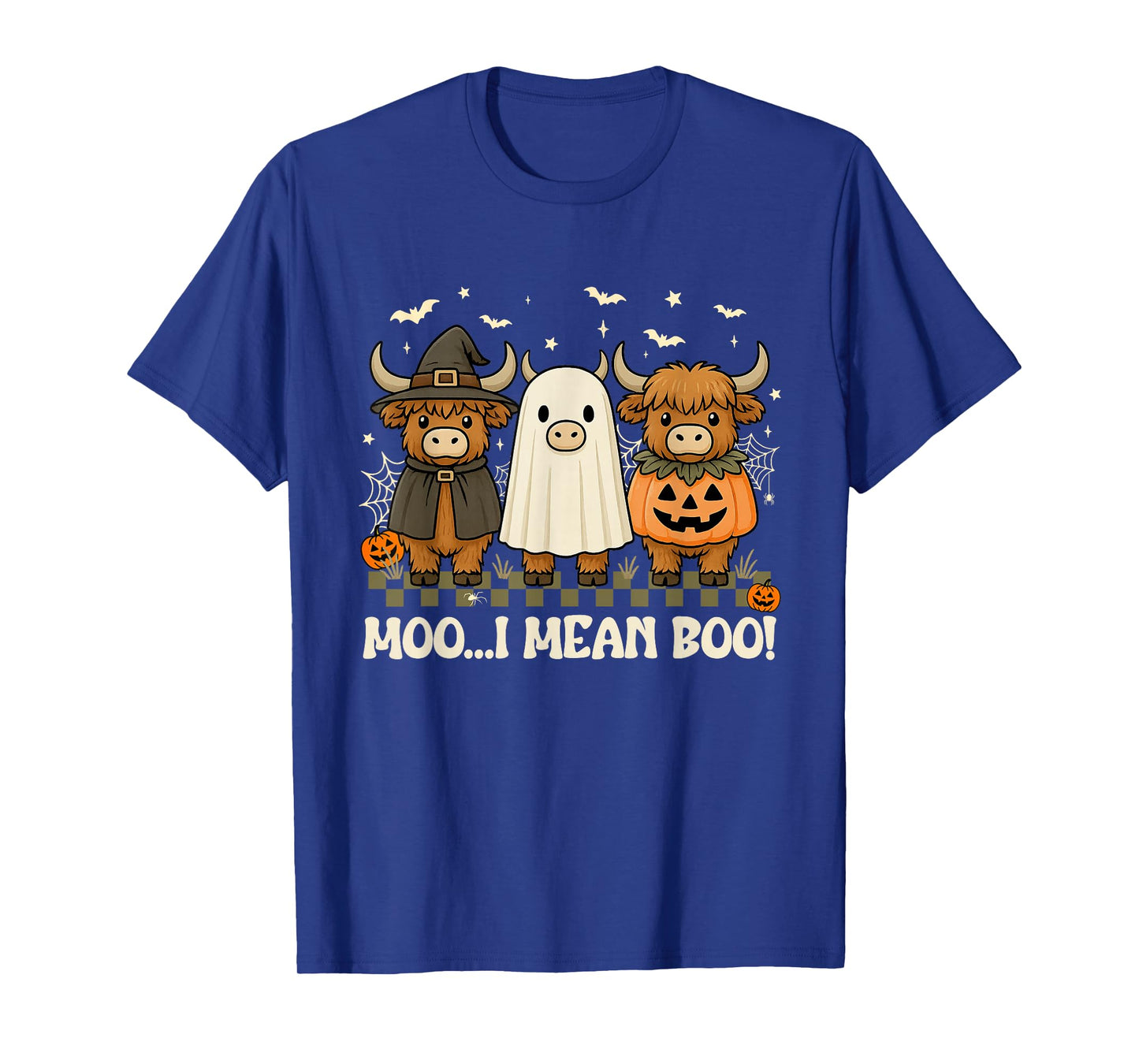 Cow Ghost Witch Pumpkin Moo I Mean Boo Halloween Funny T-Shirt