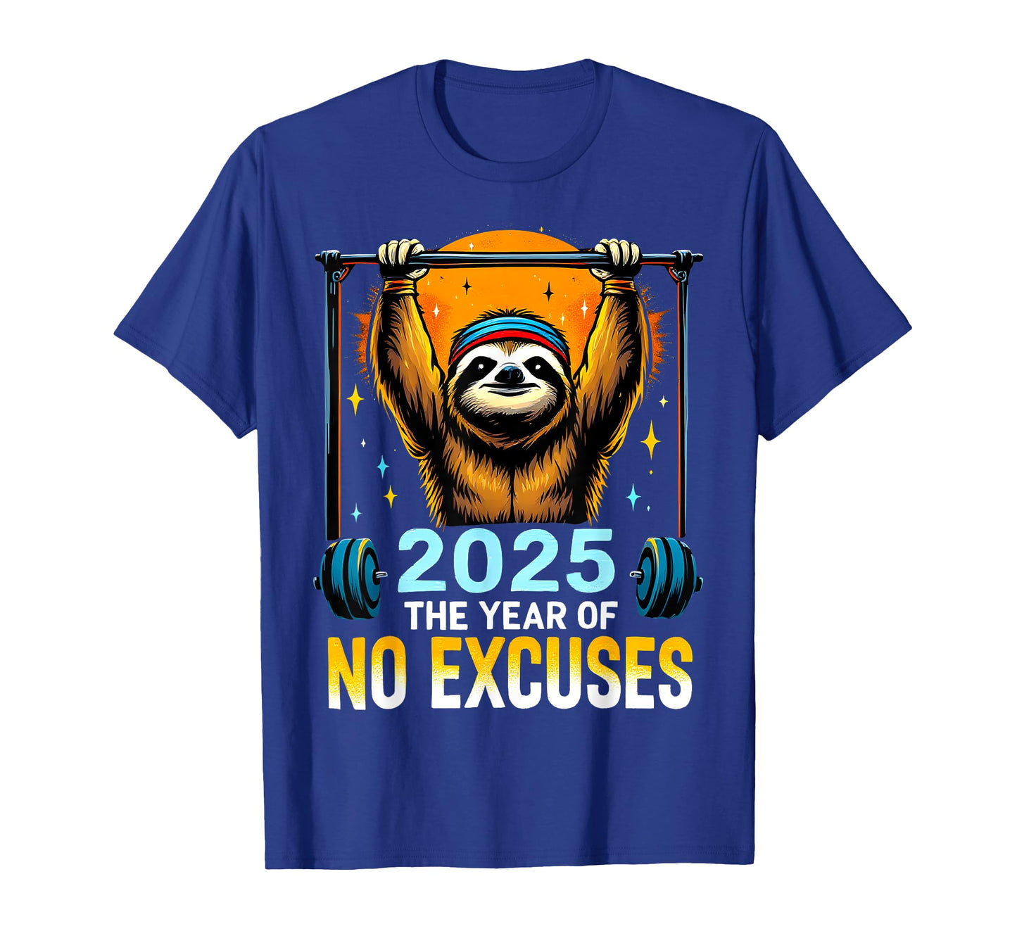 2025 Resolution Funny Fitness Workout Gym Sloth Weight Loss T-Shirt
