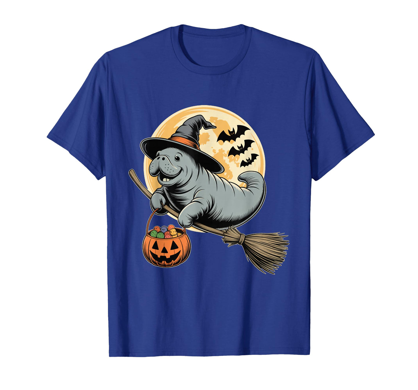 Manatee Witch Hat Pumpkin Halloween Costume Men Women Kids T-Shirt