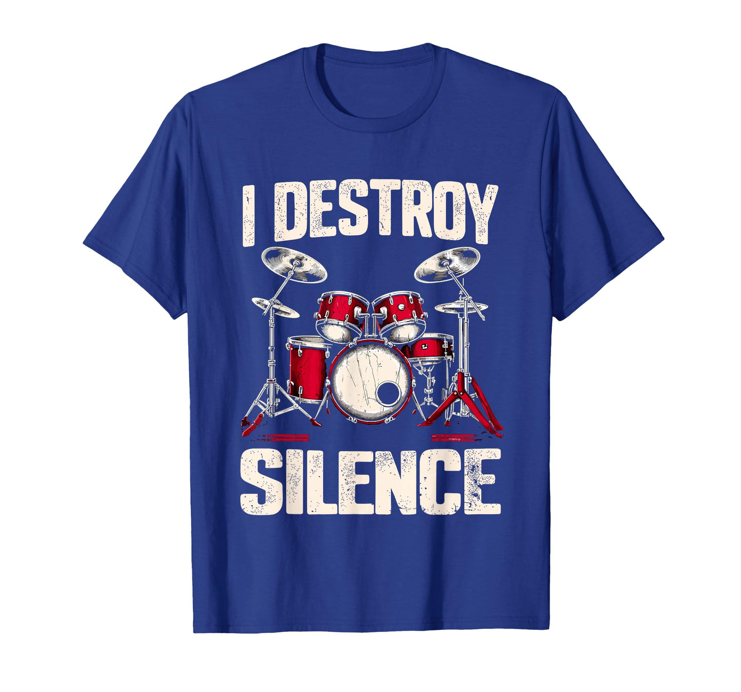 Drummer I Destroy Silence Drum T-Shirt, Small, Black