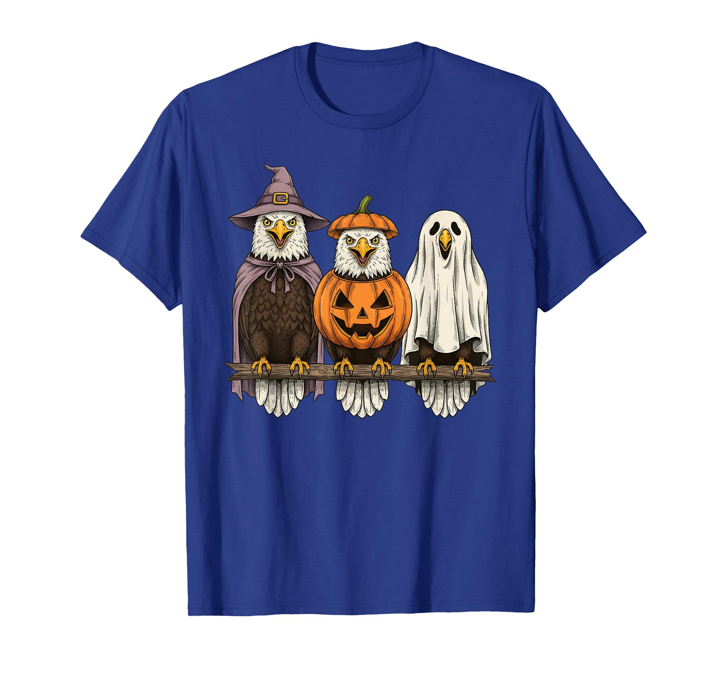 Spooky Ghost Bald Eagle Lover Pumpkin Halloween T-Shirt