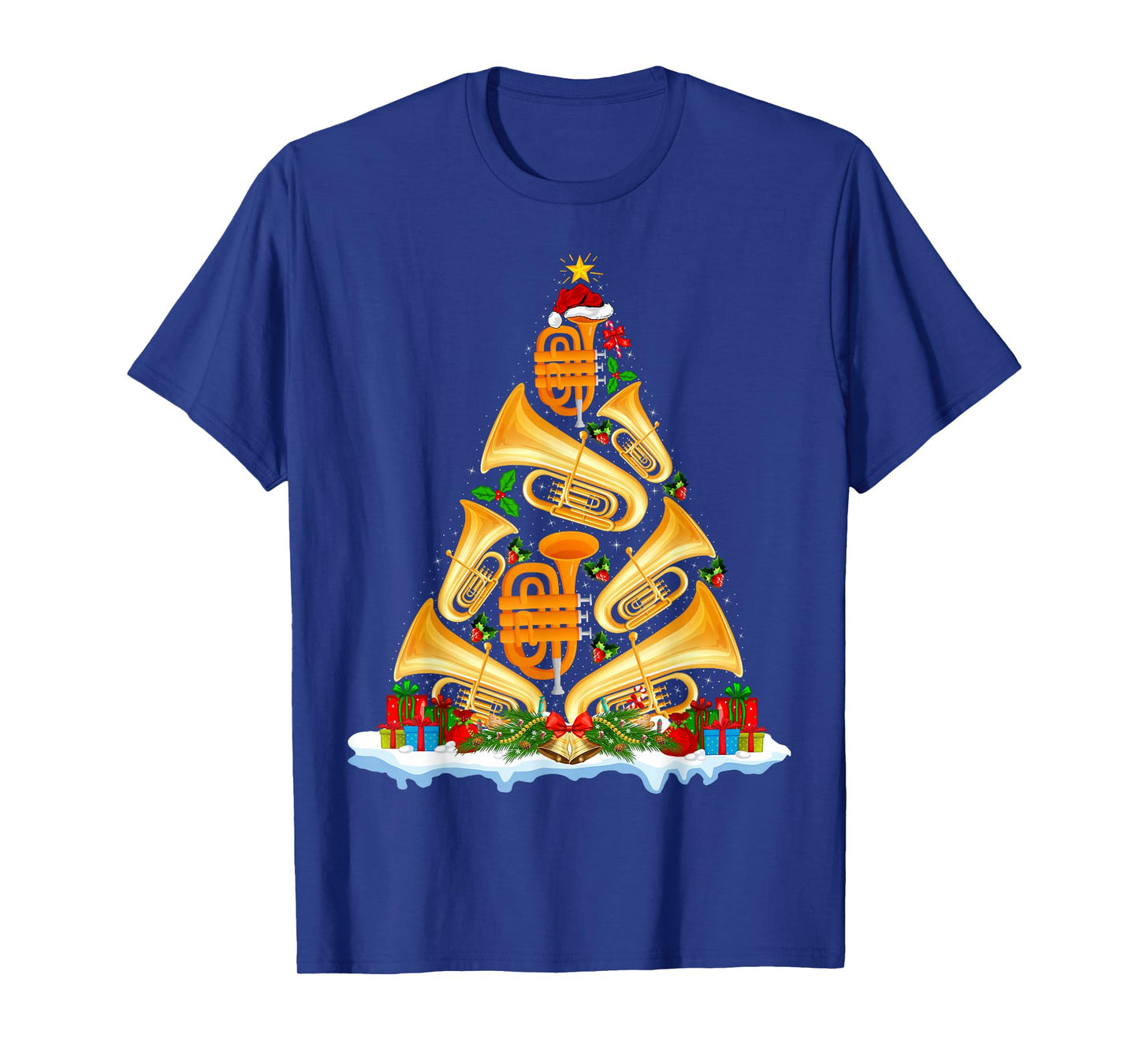 Tuba Christmas Tree Lights Tuba Music Lover Musical Xmas T-Shirt