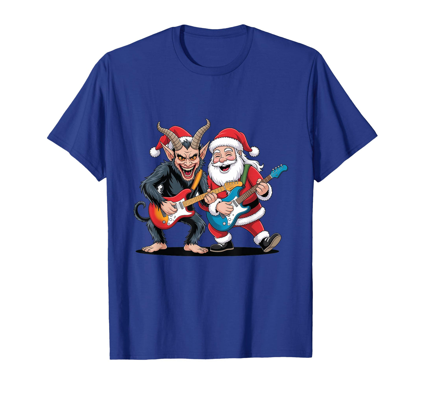 Evil Krampus Santa Claus Christmas Guitar Electric Rock T-Shirt