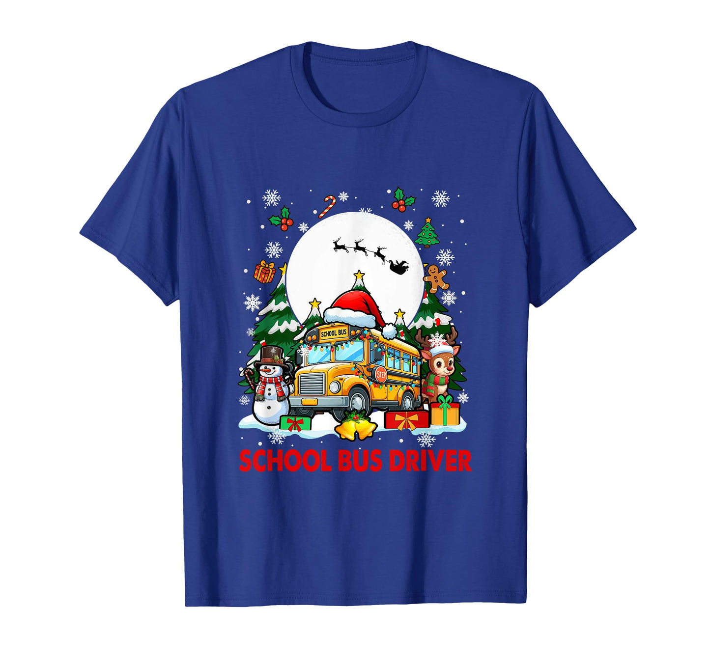 School Bus Driver Job Tools Santa Snowmen Reindeer Christmas T-Shirt