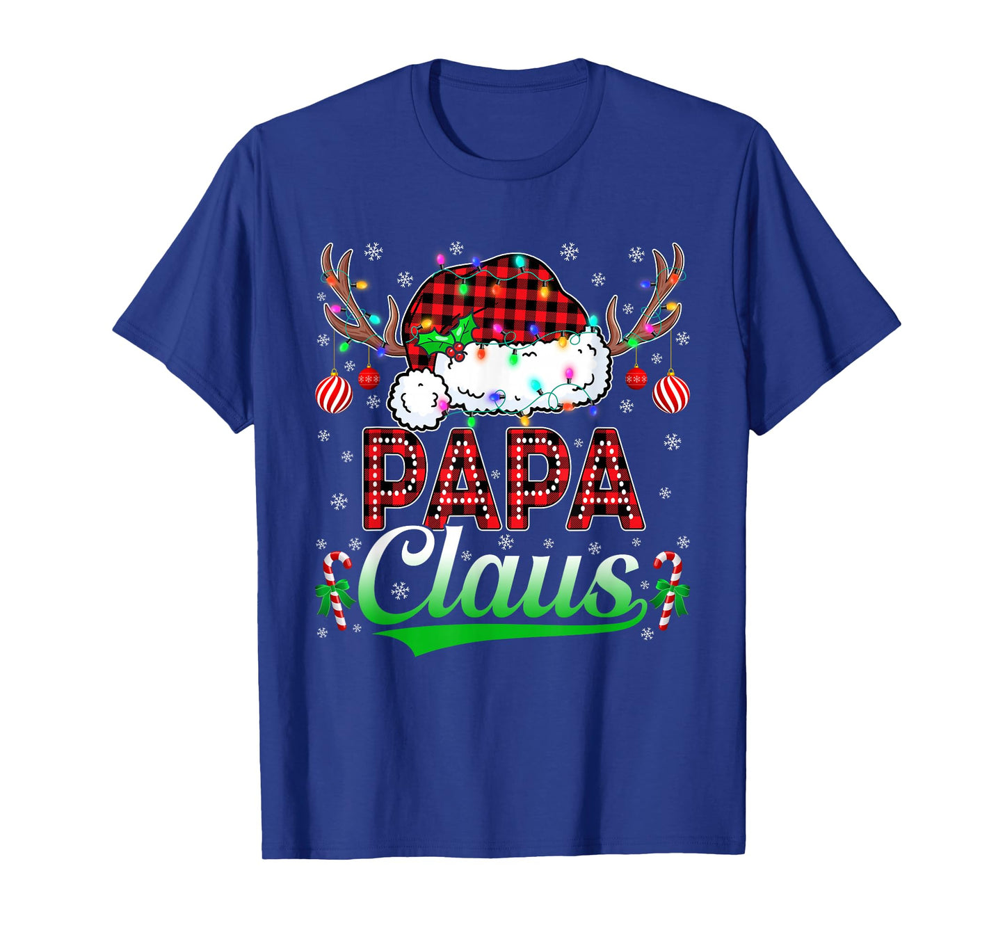 Papa Claus Christmas Lights Matching Family Xmas Pajama T-Shirt