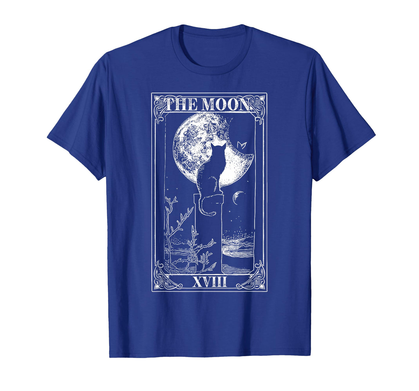 Tarot Moon Tarot Card, cat Vintage Crescent Moon Graphic T-Shirt