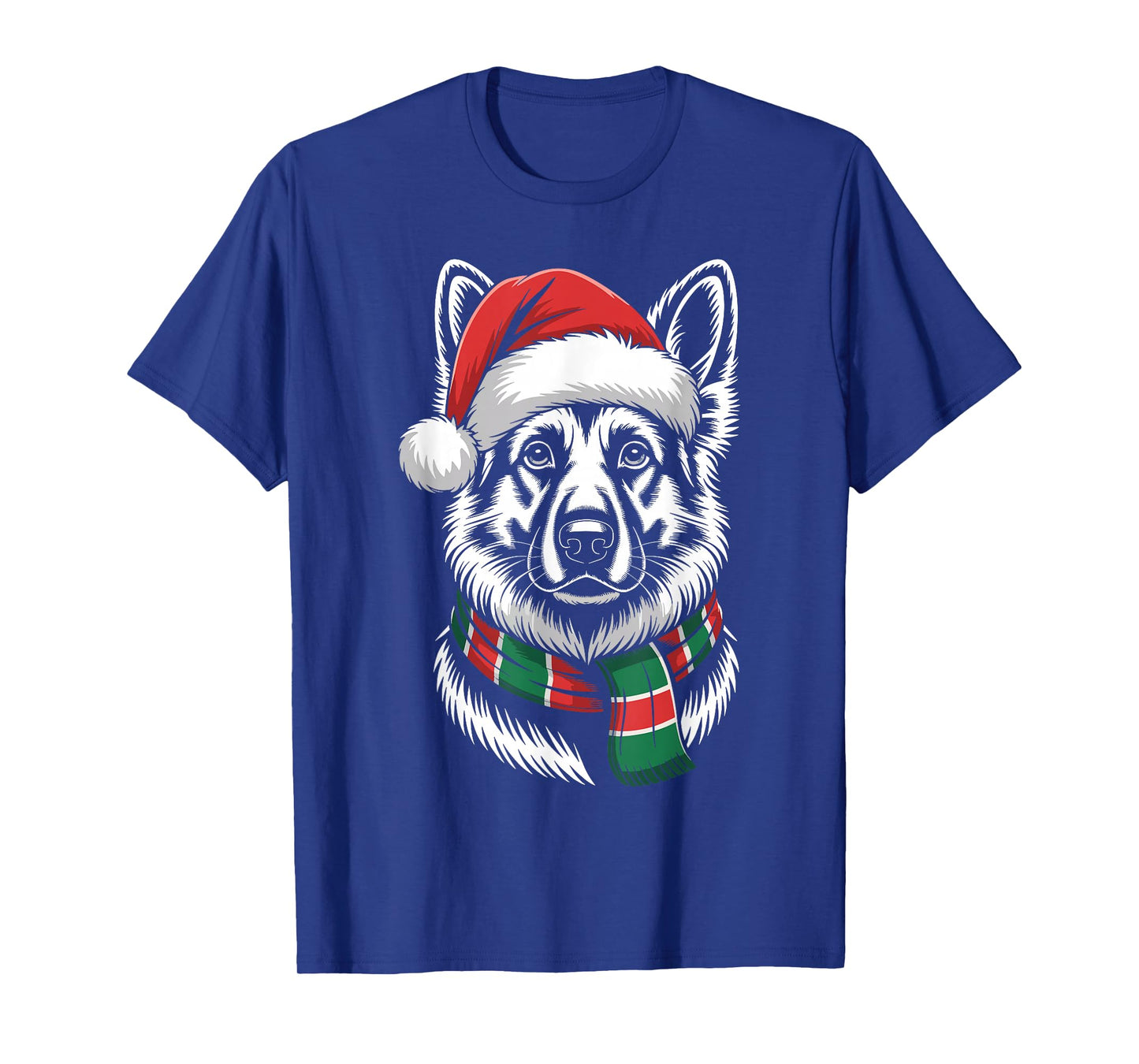 German Shepherd Dog Xmas Santa Hat Scarf Christmas Costume T-Shirt