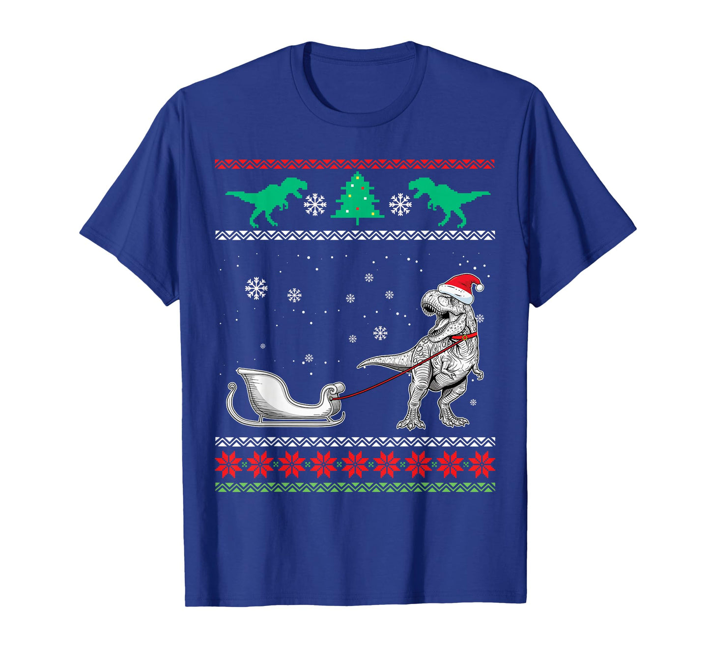 Dinosaur Sleigh Merry Christmas Ugly Christmas Raptor T-Shirt