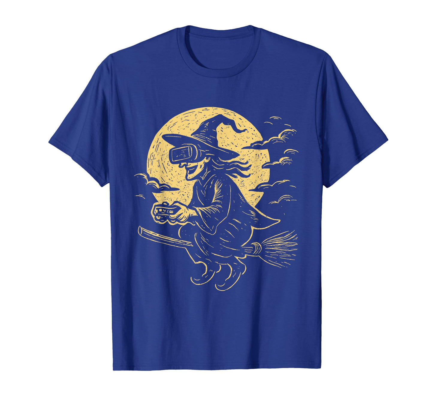 Halloween Witch Gamer VR Broomstick Funny Design T-Shirt
