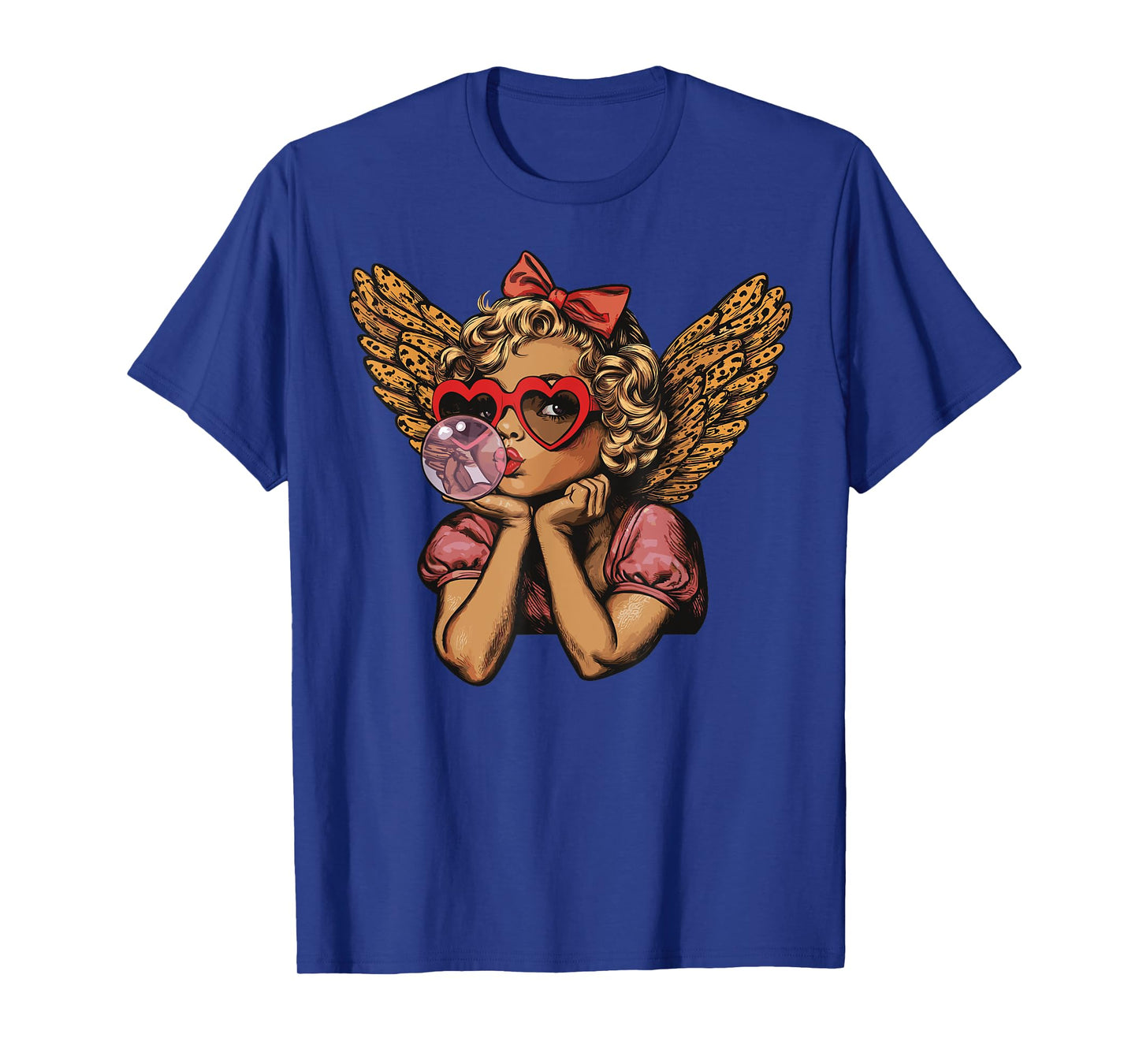 Cupid Blowing Bubble Heart Sunglasses Leopard Valentines Day T-Shirt