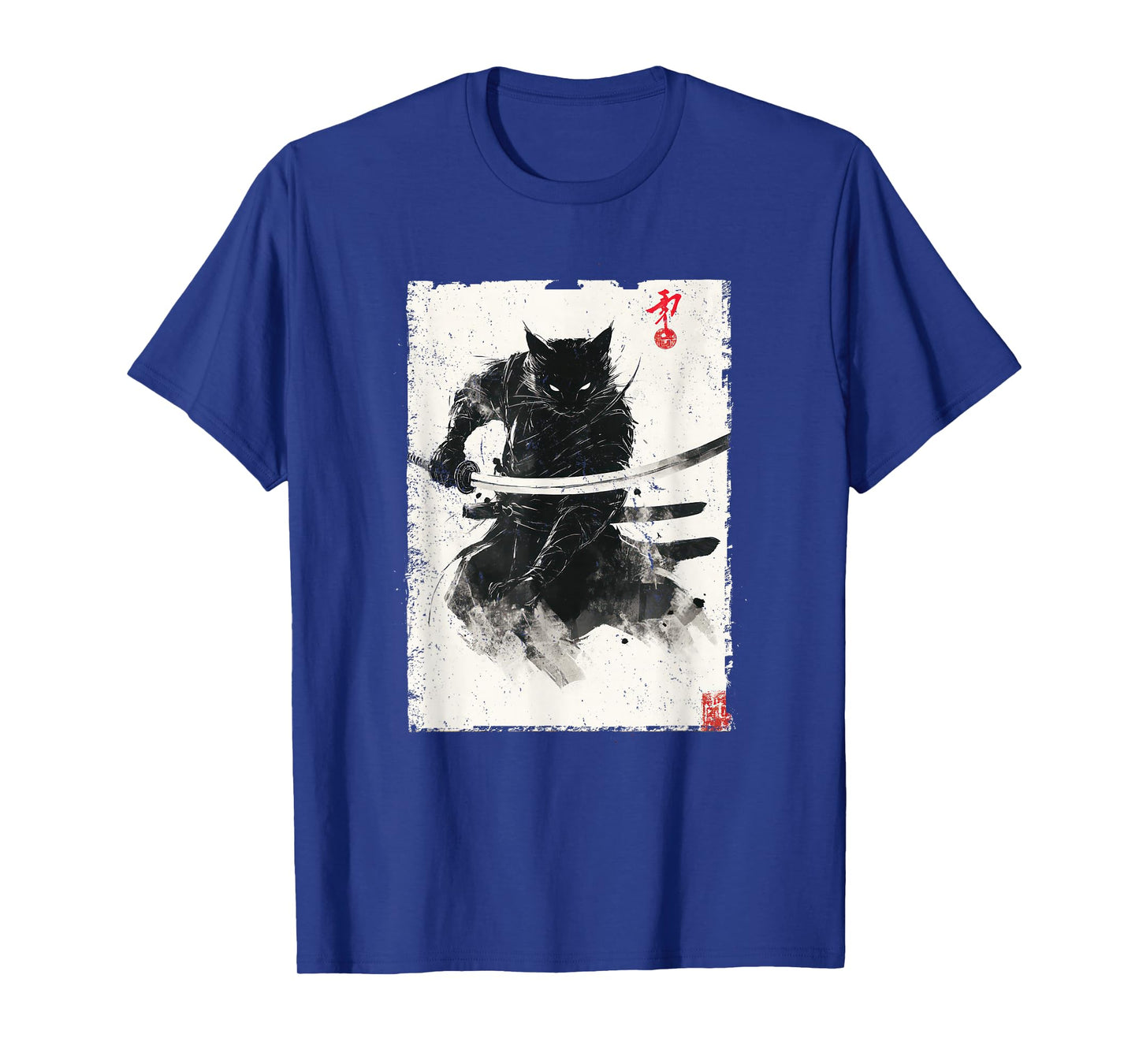 Vintage Samurai Cat Graphic Art Japanese Ukiyo-e T-Shirt