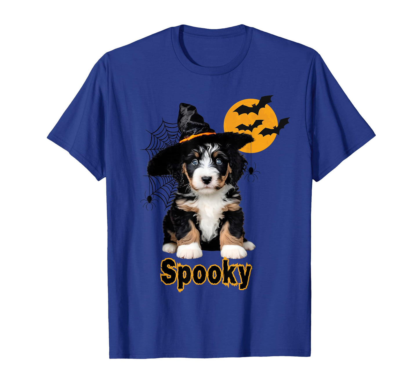 Cute Bernedoodle Dog/Puppy Witch, Spiders, Bats, Halloween T-Shirt
