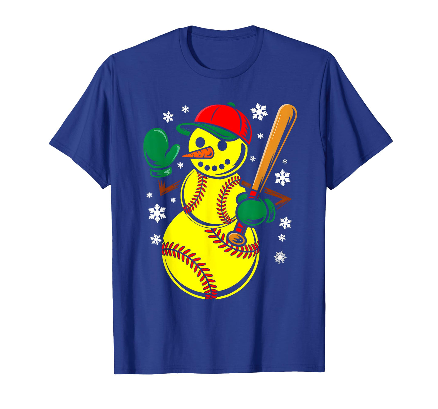 Softball Santa Hat Snowman Xmas Funny Softball Christmas T-Shirt