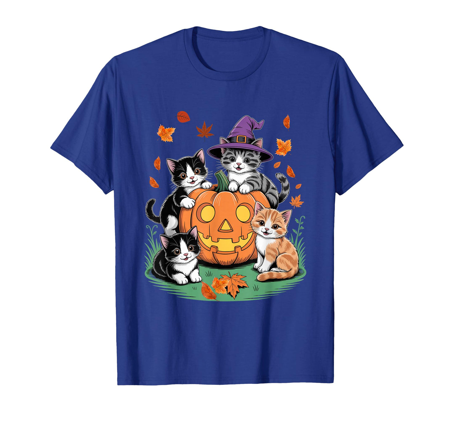 Cute Black Floral Cat Spooky Pumpkin Patch Trick or Treat T-Shirt