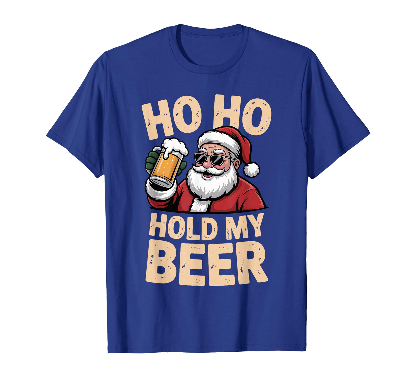 Ho Ho Hold My Beer Funny Santa Sunglasses Christmas Drinking T-Shirt
