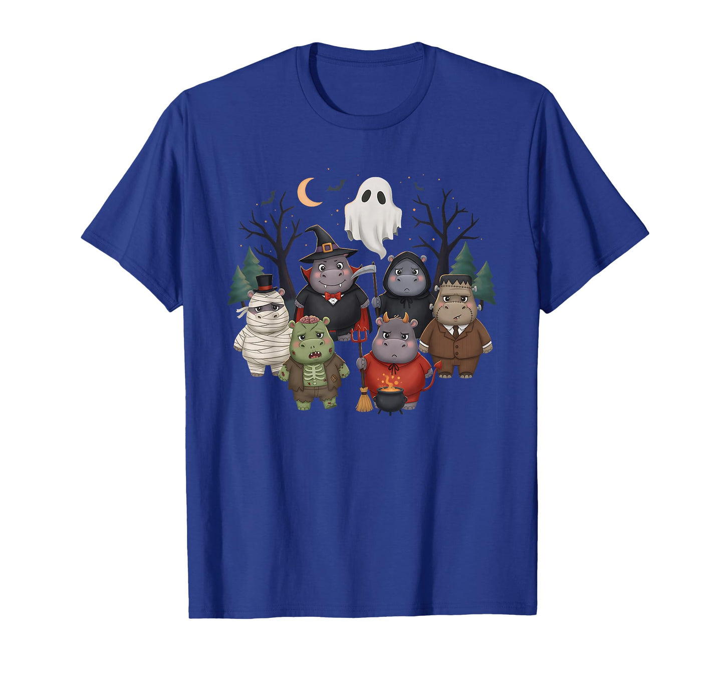 Funny Hippo Ghost Witch Zombie Halloween Costume Boys Girls T-Shirt