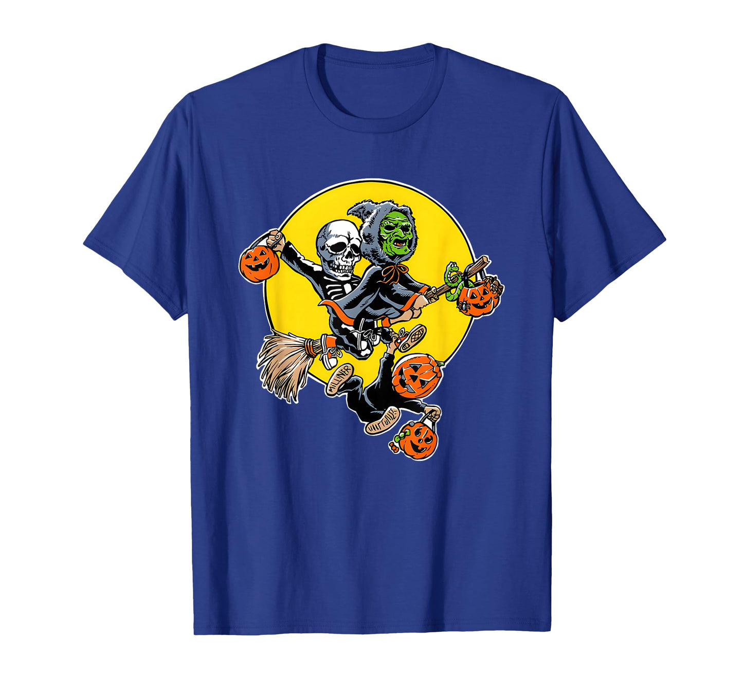 Witch and Skeleton Trick Or Treating Halloween T-Shirt