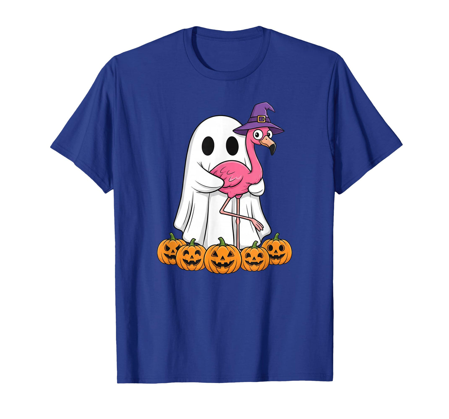Funny Ghost Flamingo Pumpkin Halloween Kids Mens Womens T-Shirt