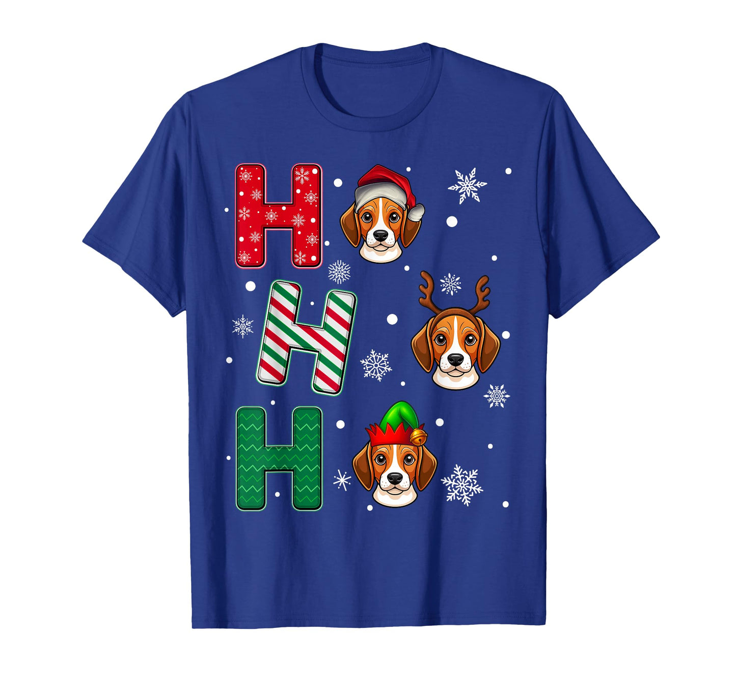 Ho Ho Ho Beagle Dog Lover Matching Christmas Santa Elf Xmas T-Shirt