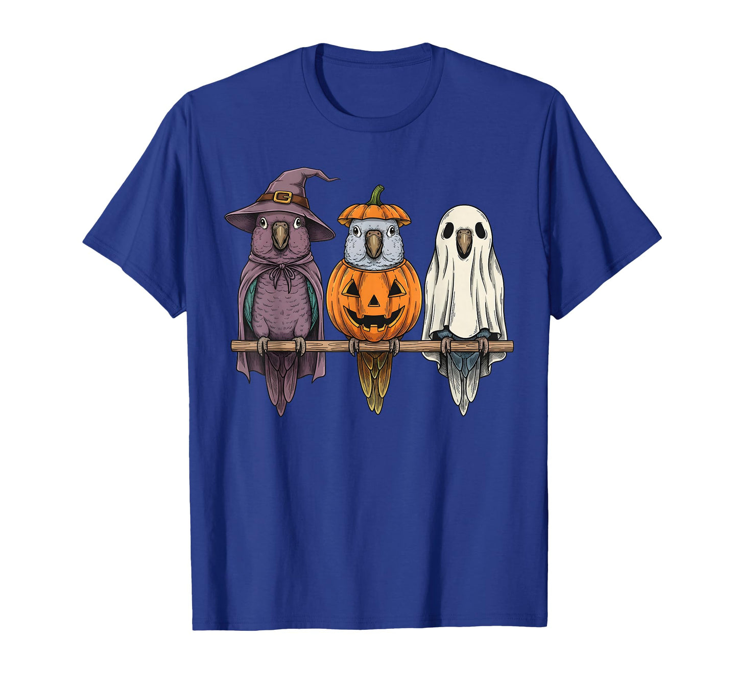 Spooky Ghost Pionus Parrot Lover Pumpkin Halloween T-Shirt