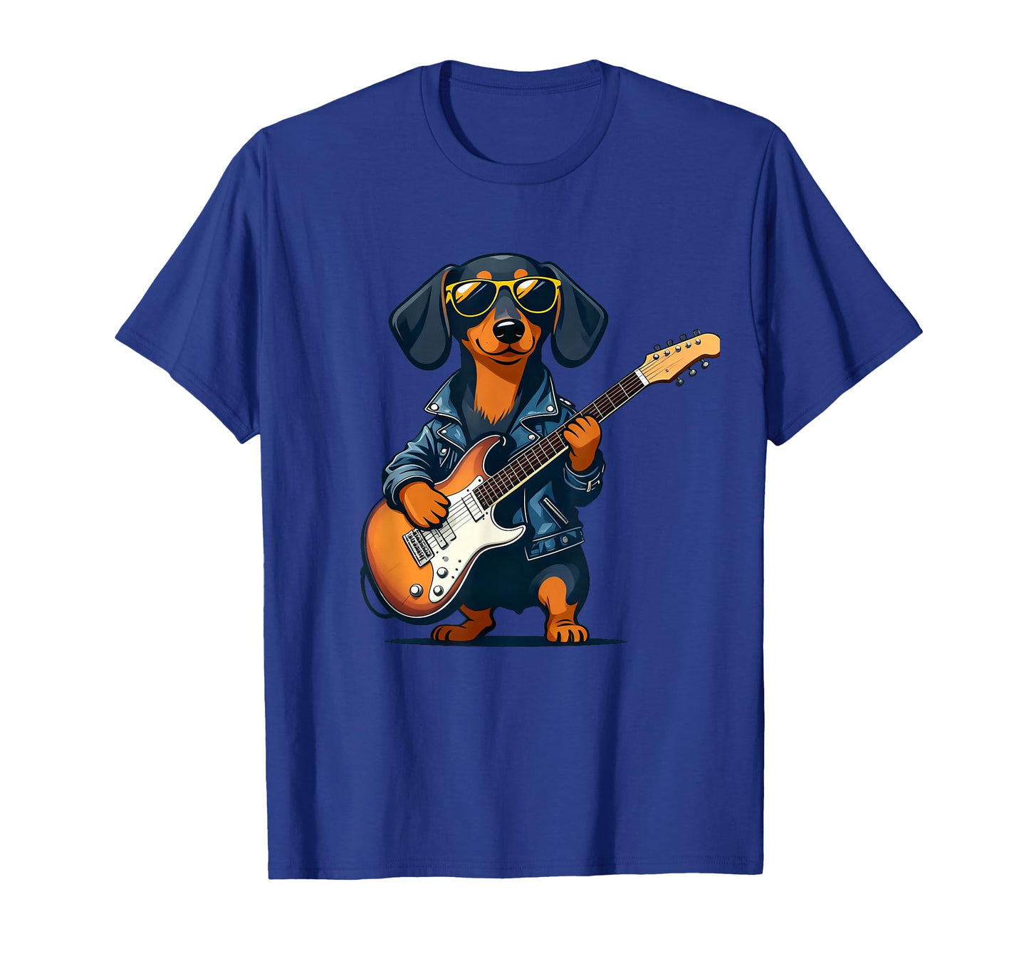 Vintage Dachshund Weenie Playing Guitar Rock Star Dog Lover T-Shirt
