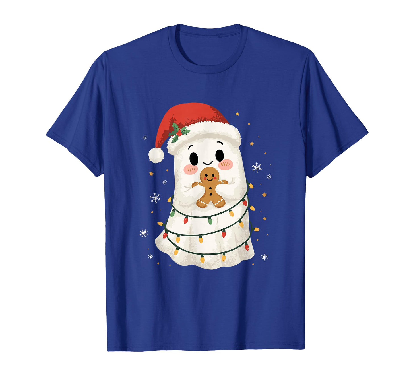 Cute Ghost Santa Hat Spooky Christmas Funny Holiday T-Shirt