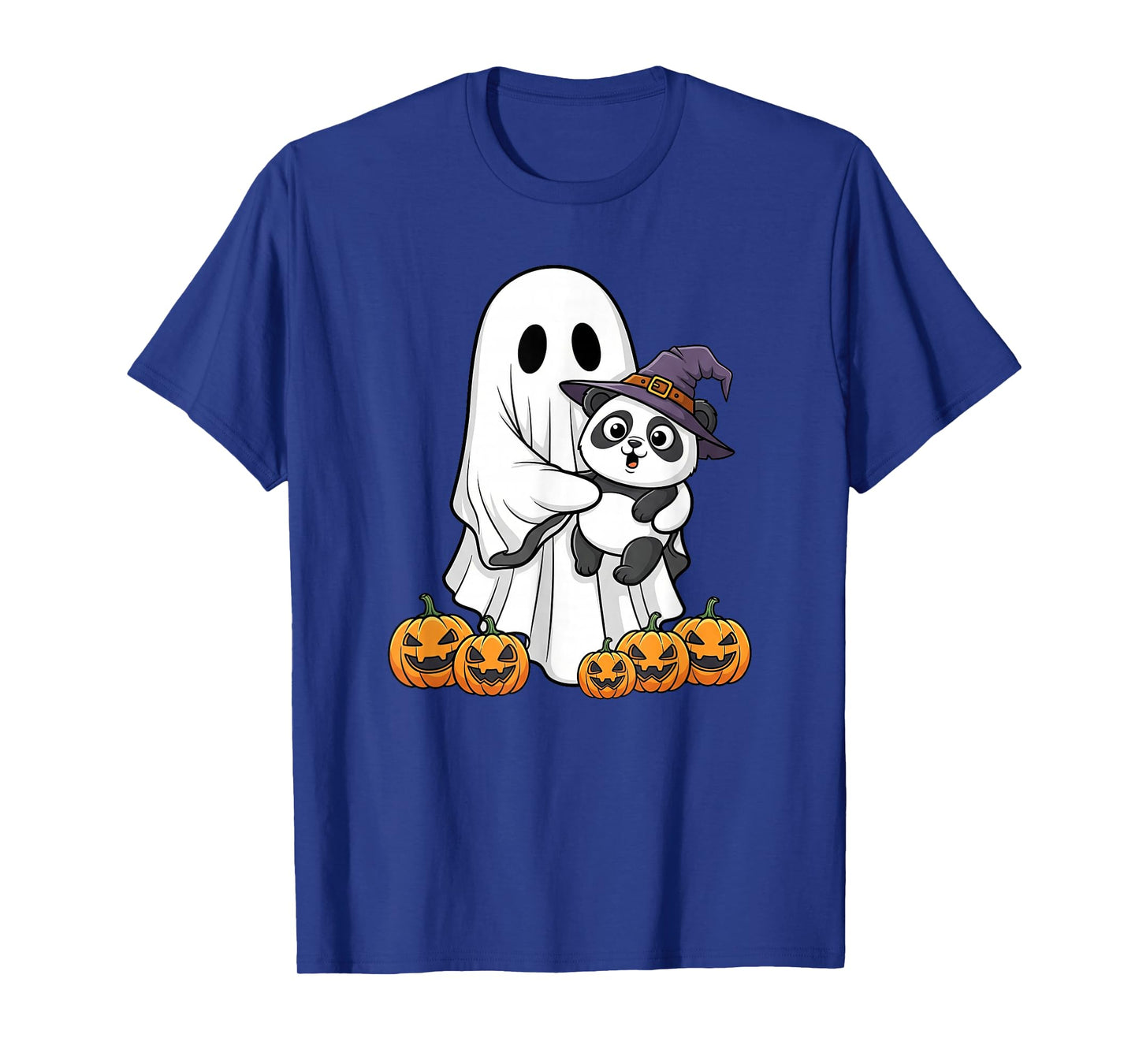 Funny Ghost Panda Pumpkin Halloween Kids Mens Womens T-Shirt