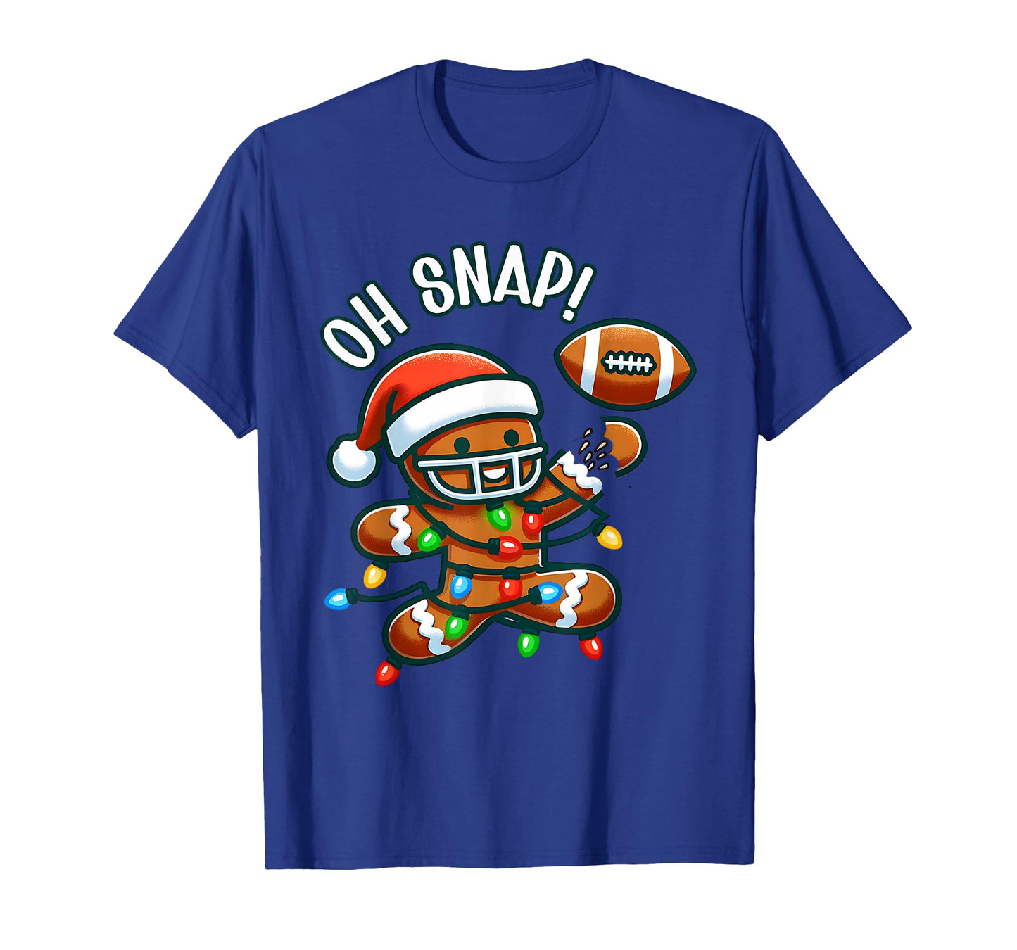 Funny Gingerbread Man Pajamas & PJs Xmas Holiday Oh Snap Gingerbreadman Christmas Football T-Shirt