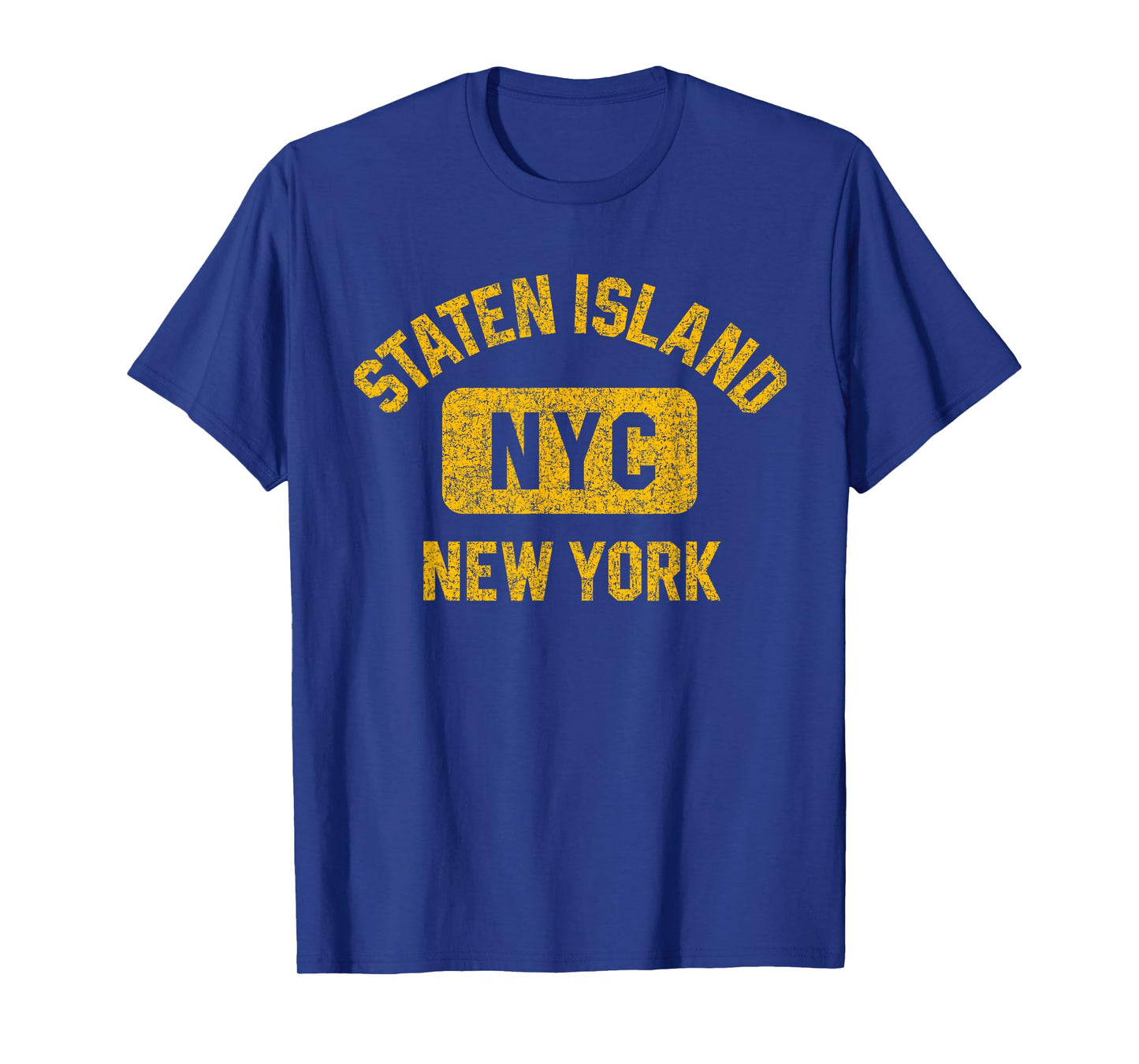 Staten Island NYC Gym Style Distressed Amber Print T-Shirt
