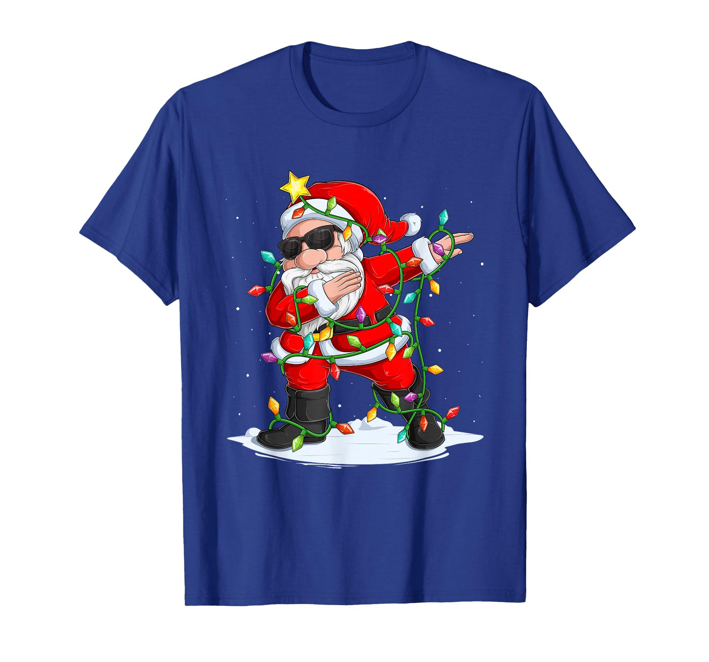 Funny Dabbing Santa Xmas Lights Xmas Boys Kids Men Christmas T-Shirt