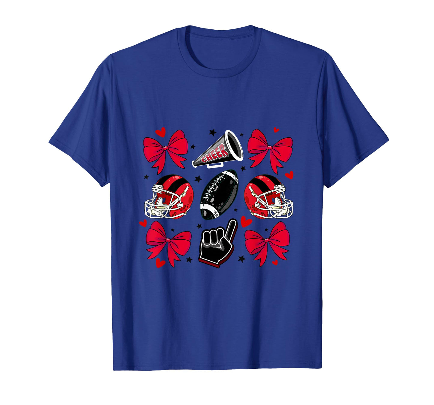 Football Cheer Mom Sister Coquette Bow Game Day Red Black T-Shirt