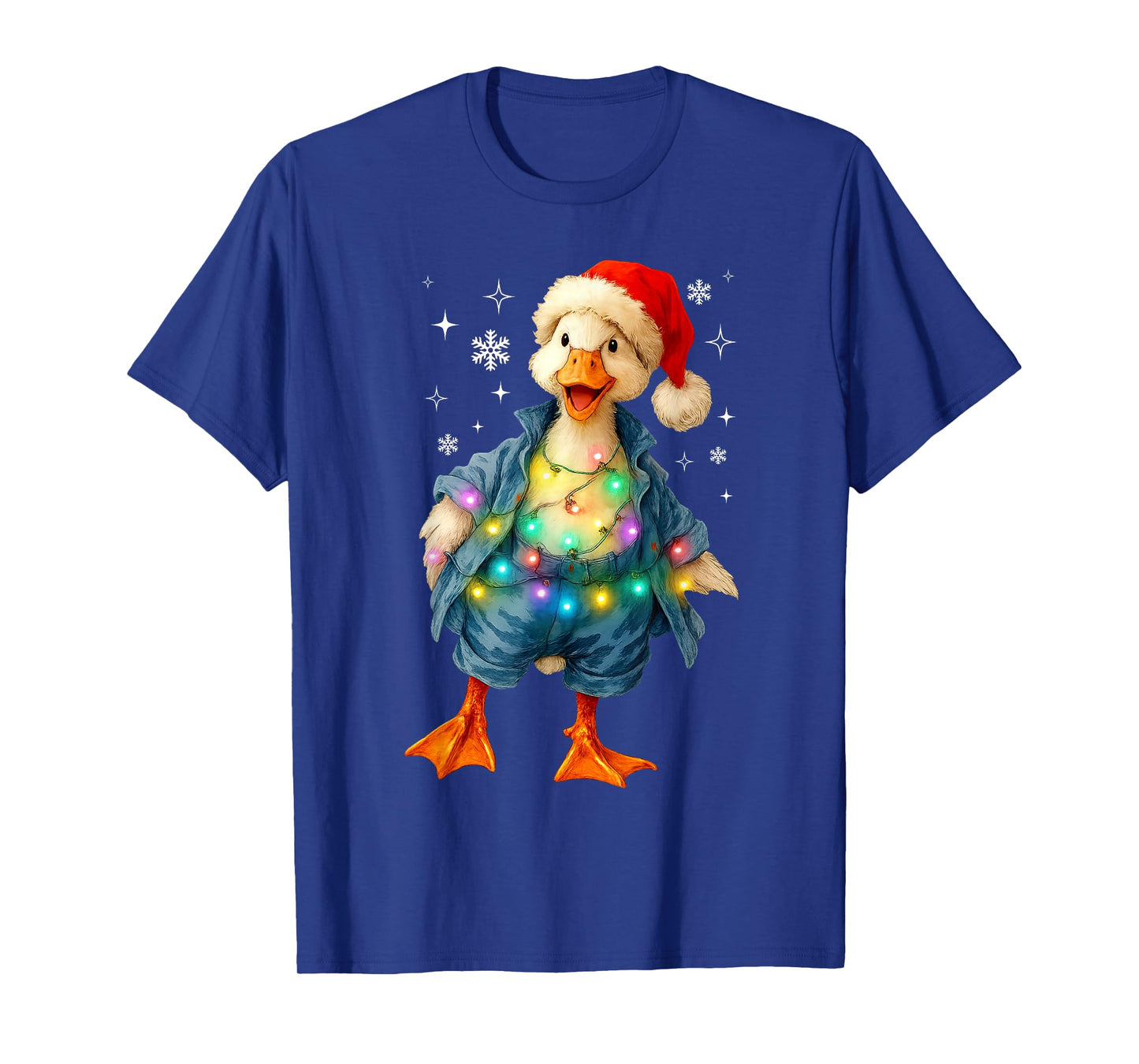 Vintage Funny Christmas Silly Goose Santa Hat Lights Holiday T-Shirt