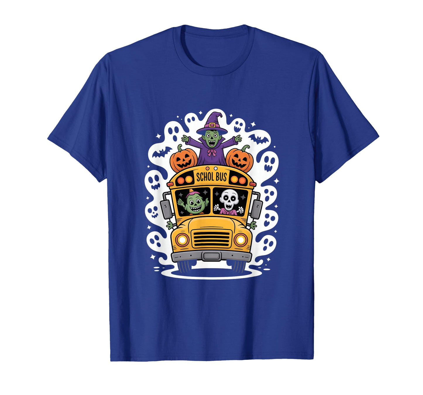 Halloween Schol Bus Monster Ride with Ghosts T-Shirt