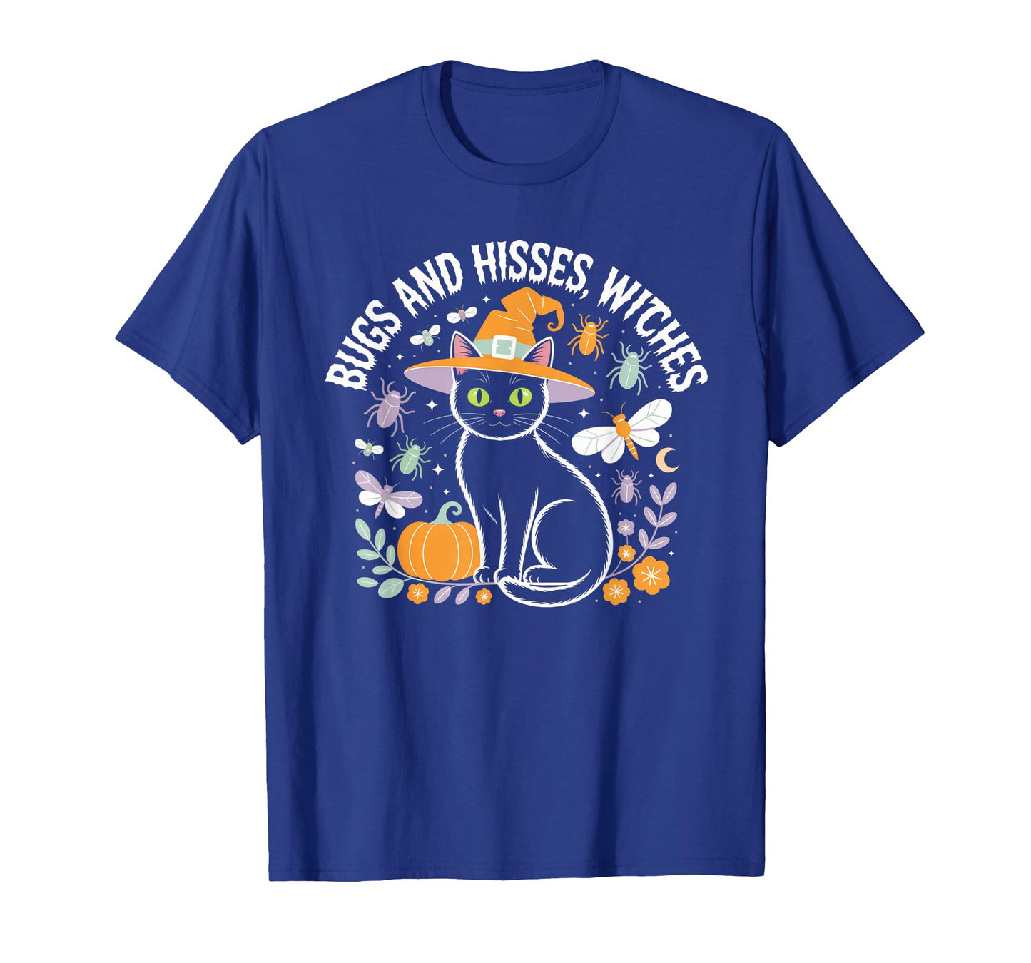Bugs and Hisses Witches Cat Floral Halloween Women Teen Tee T-Shirt
