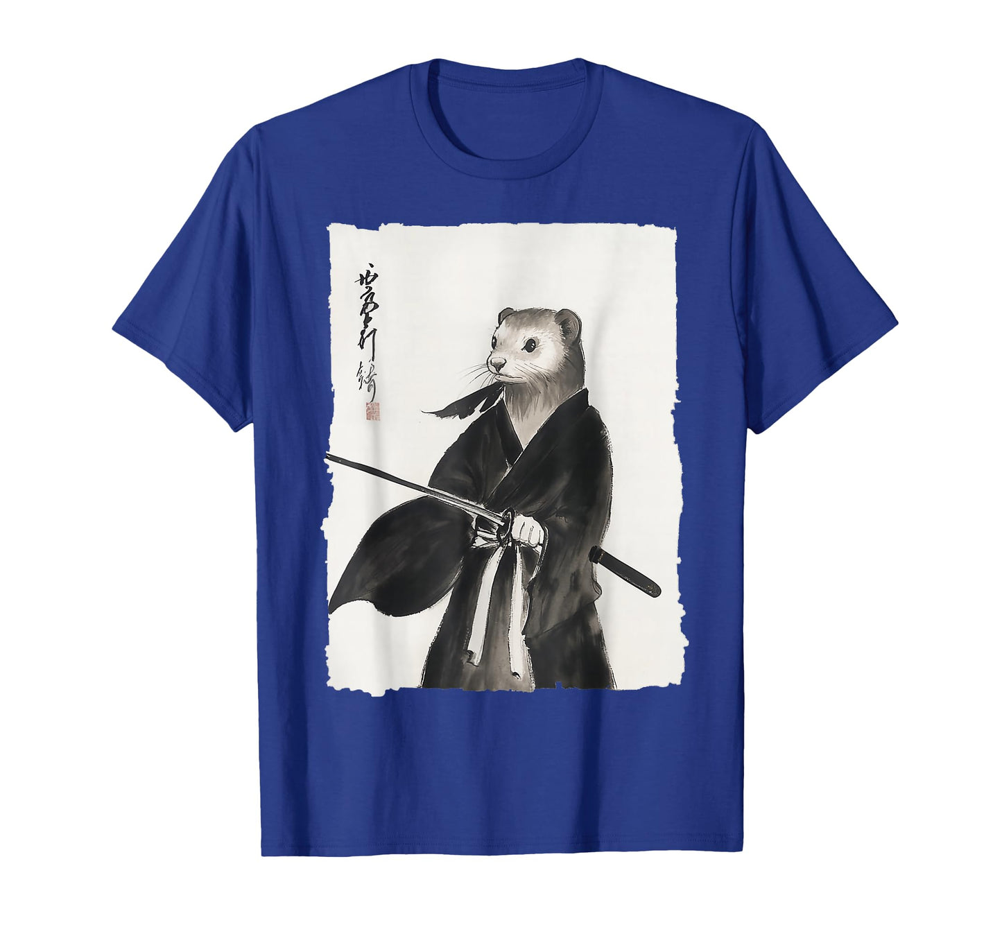 Ferret Samurai Janpanese Vintage Warrior Art Anime Graphic T-Shirt