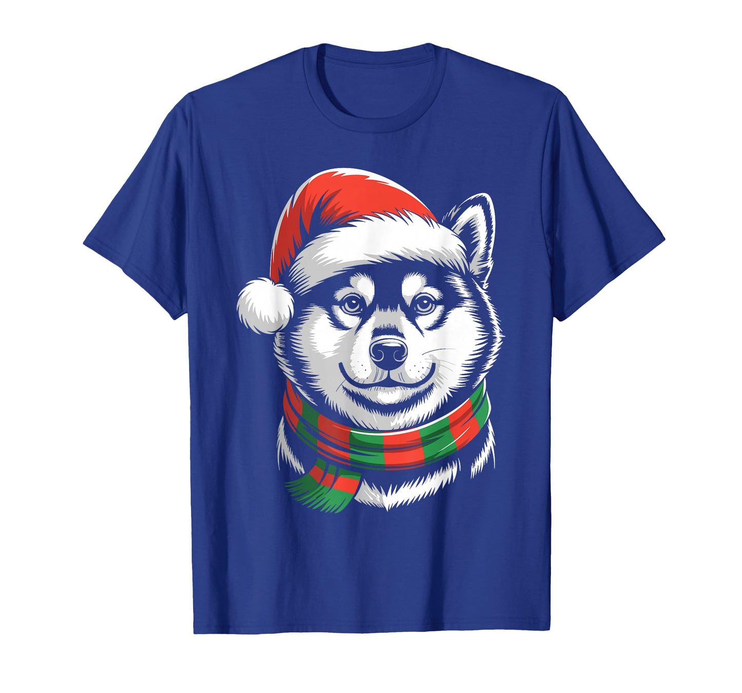 Shiba Inu Dog Xmas Santa Hat Scarf Christmas Costume T-Shirt