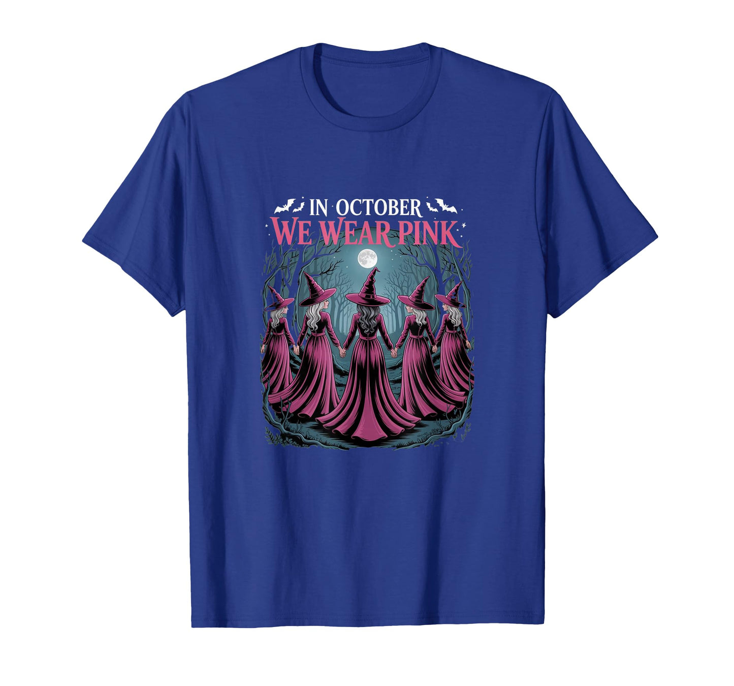in October We Wear Pink - Witch & Ghost Halloween Apparel T-Shirt