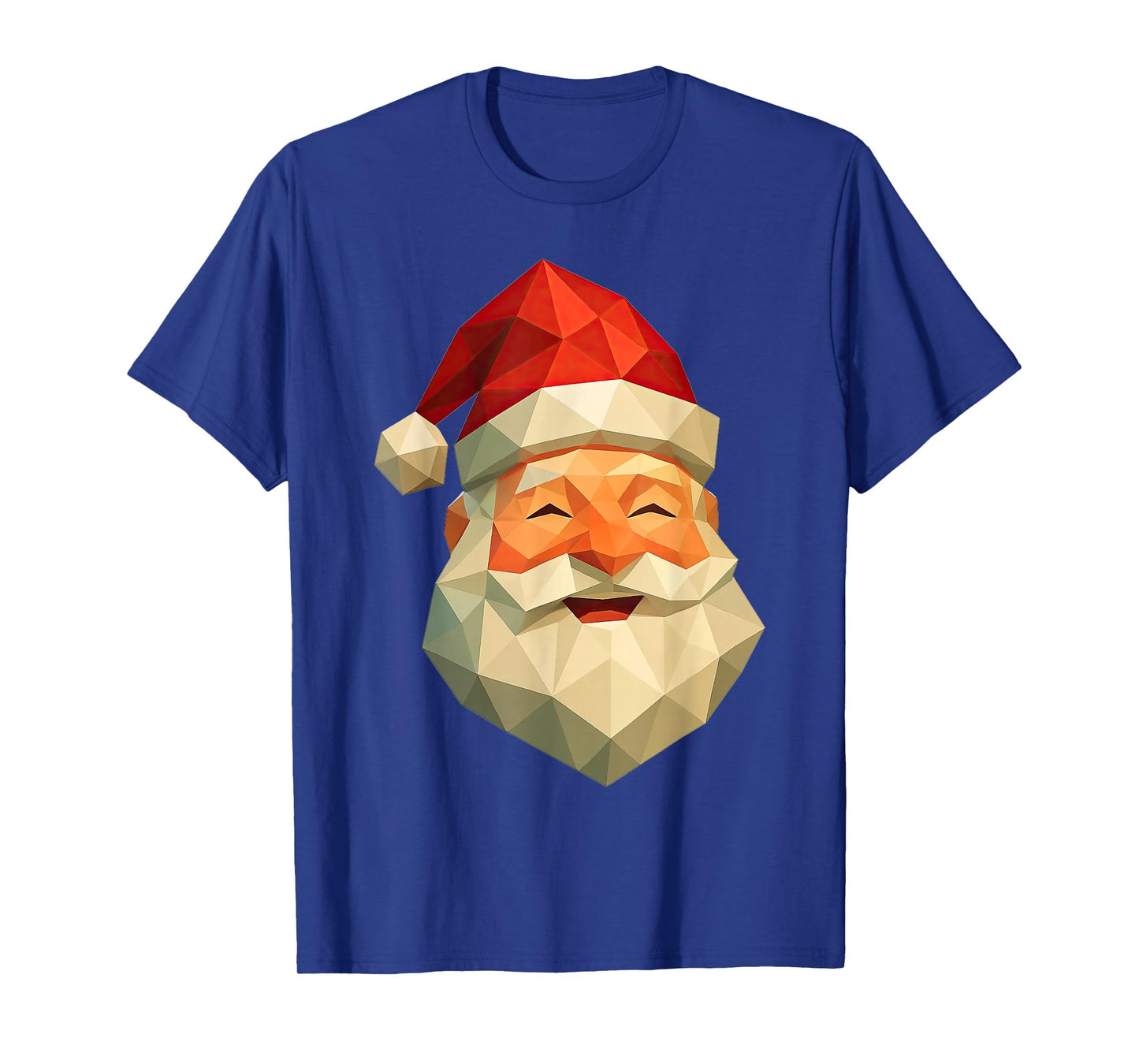 Cute Low Poly Santa Claus Face Geometric Christmas T-Shirt