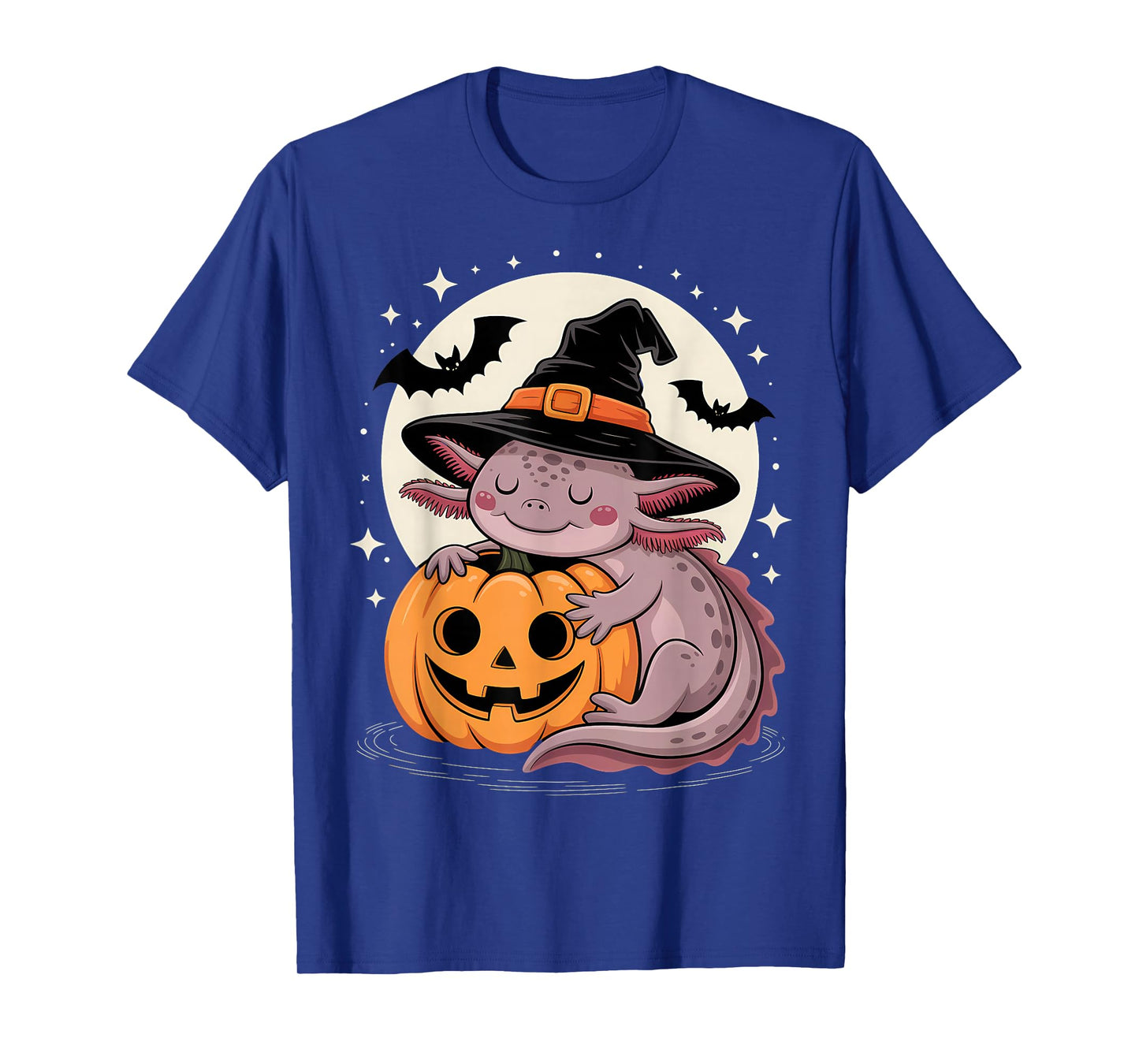 Halloween Axolotl Witch Hat Pumpkin Spooky T-Shirt
