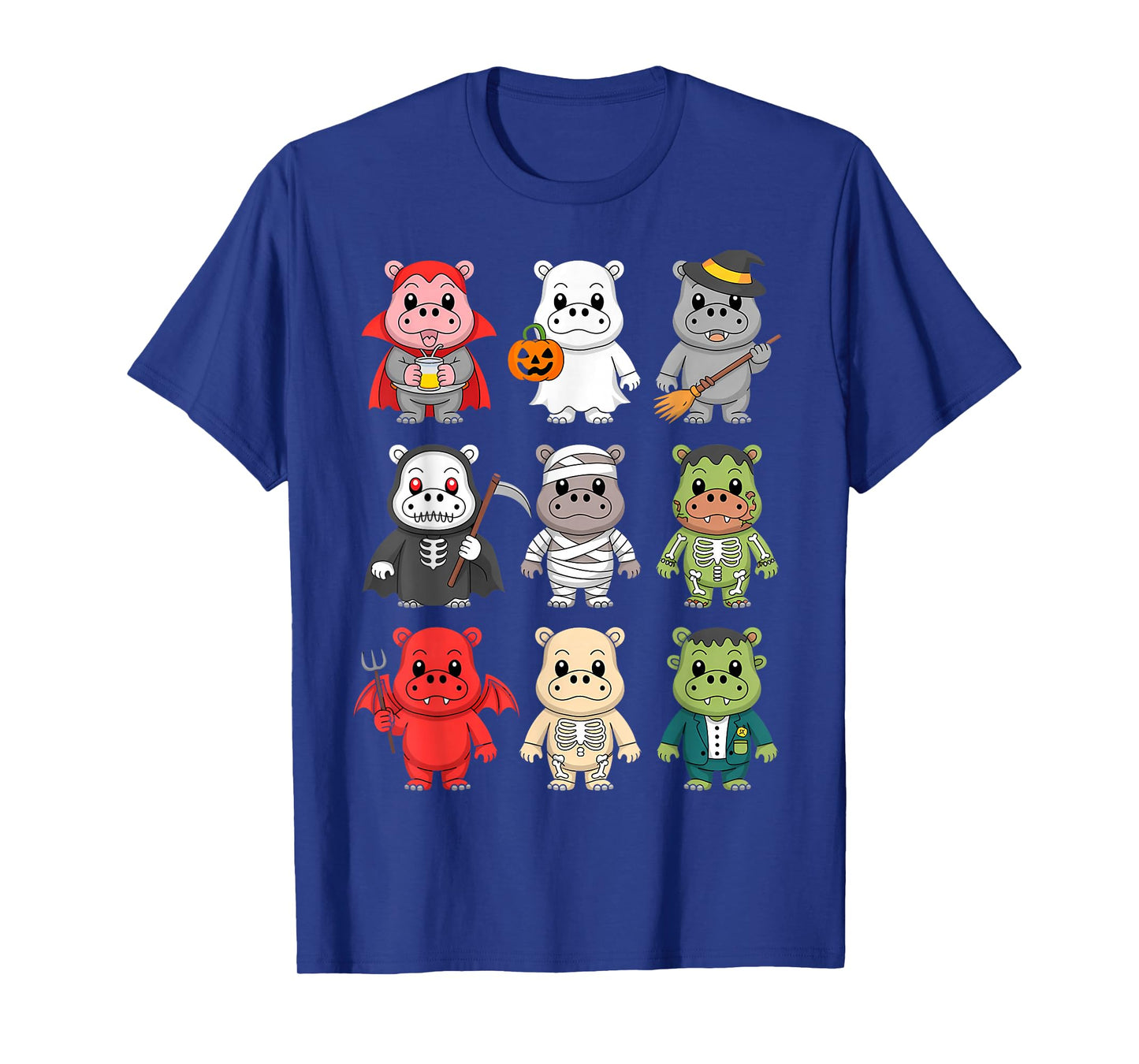 Funny Hippo Ghost Witch Zombie Halloween Costume Boys Girls T-Shirt