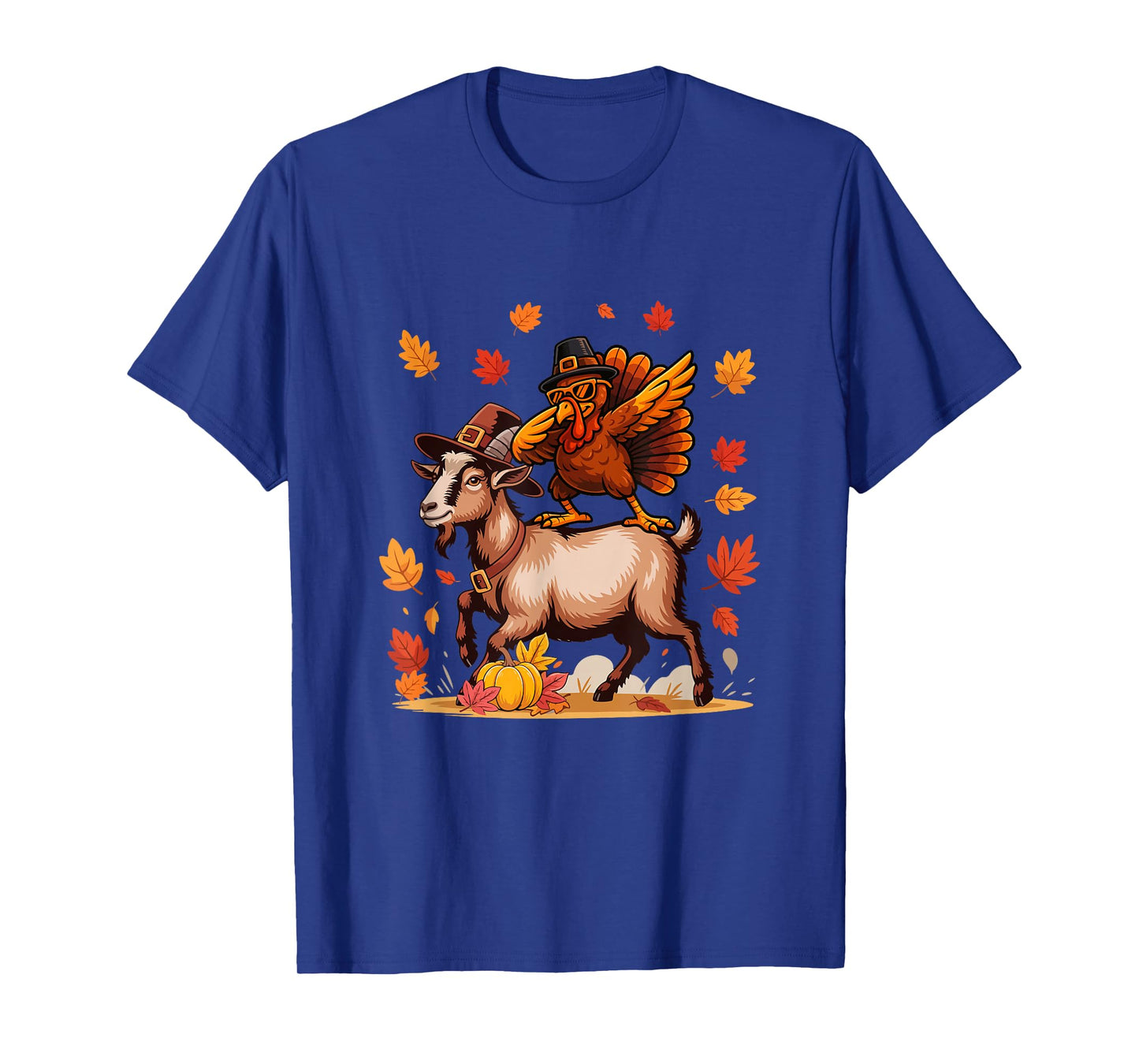 Dabbing Turkey On Goat Thanksgiving Autumn Pilgrim Farmer T-Shirt
